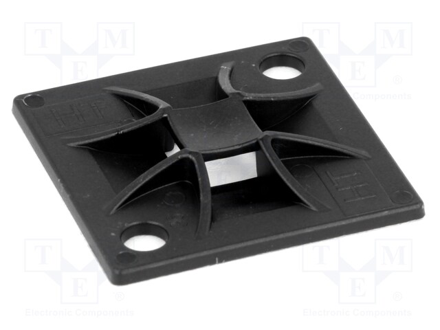 Screw down self-adhesive holder; polyamide; black; Ht: 4.5mm