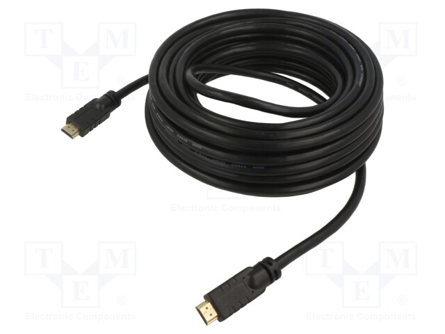 Cable; HDMI 1.4,with amplifier; HDMI plug,both sides; 20m; black