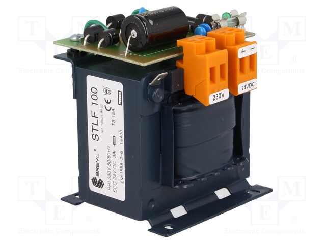 Power supply: transformer type; non-stabilised; 72W; 24VDC; 3A