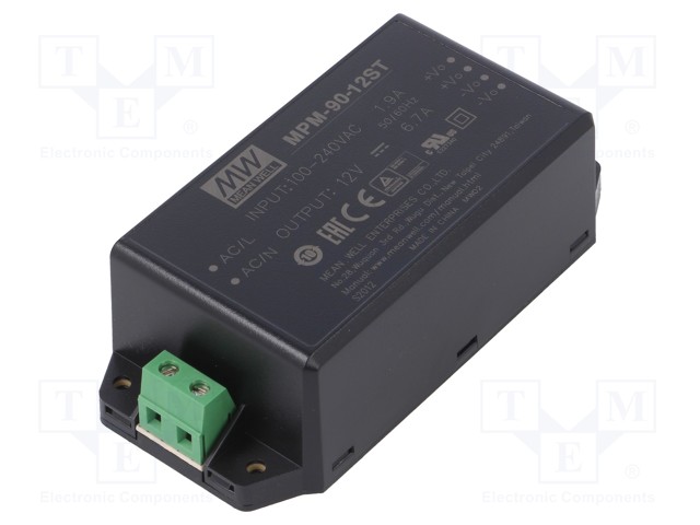 Power supply: switched-mode; modular; 80W; 12VDC; 109x52x33.5mm
