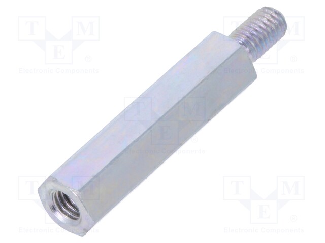 Screwed spacer sleeve; Int.thread: M3; 20mm; Ext.thread: M3; steel