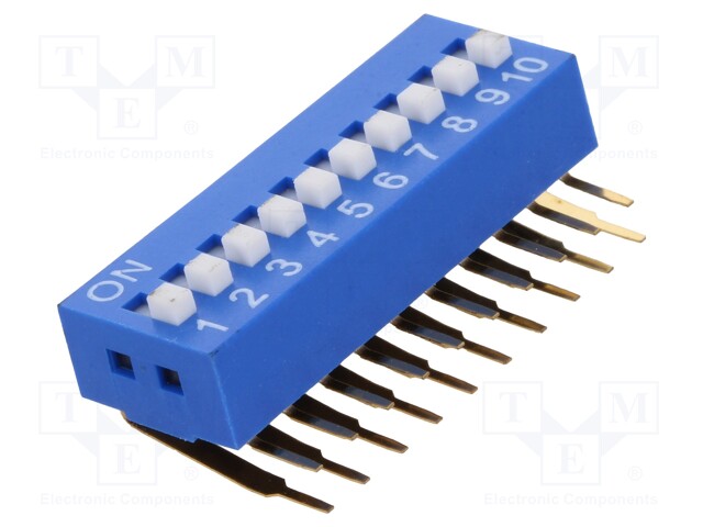 Switch: DIP-SWITCH; Poles number: 10; ON-OFF; 0.05A/12VDC; Pos: 2