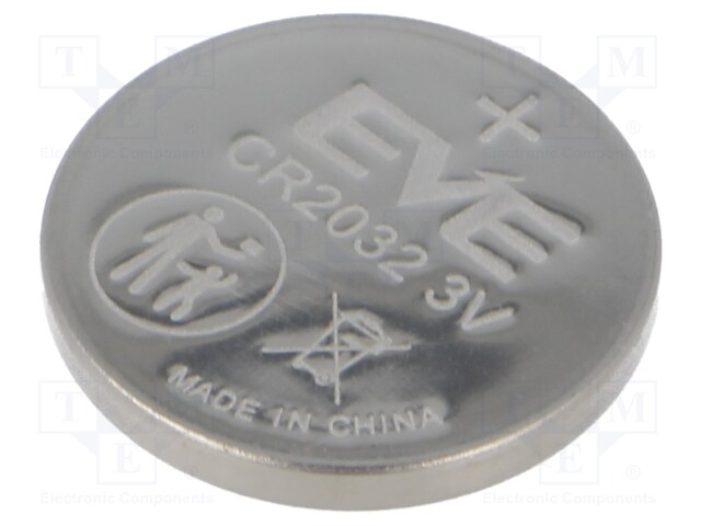 Battery: lithium; 3V; CR2032,coin; 225mAh; non-rechargeable