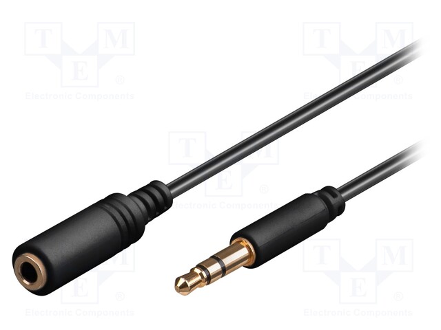 Cable; Jack 3.5mm 3pin socket,Jack 3.5mm 3pin plug; 3m; black