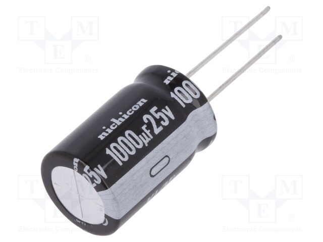 Capacitor: electrolytic; THT; 1000uF; 25VDC; Ø16x25mm; Pitch: 7.5mm