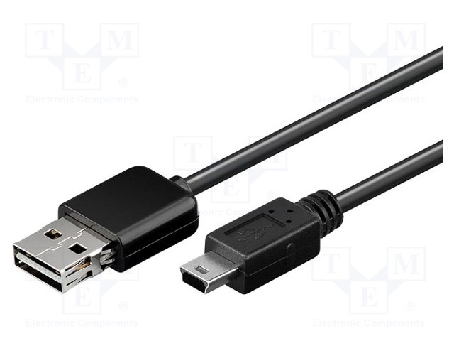 Cable; USB 2.0; USB B mini plug,USB A plug easy; 2m; black