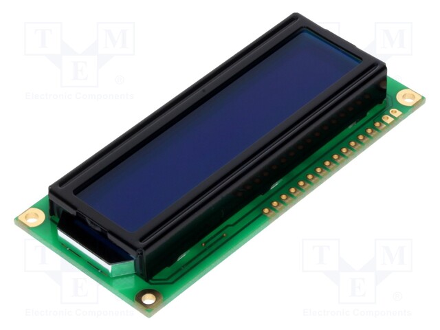 Display: LCD; alphanumeric; STN Negative; 16x2; blue; 80x36mm; LED