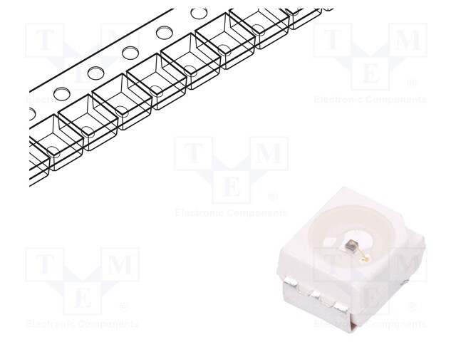 LED; SMD; 3528,PLCC2; red; 11÷15mcd; 3.5x2.8x1.9mm; 120°; 1.9÷2.6V