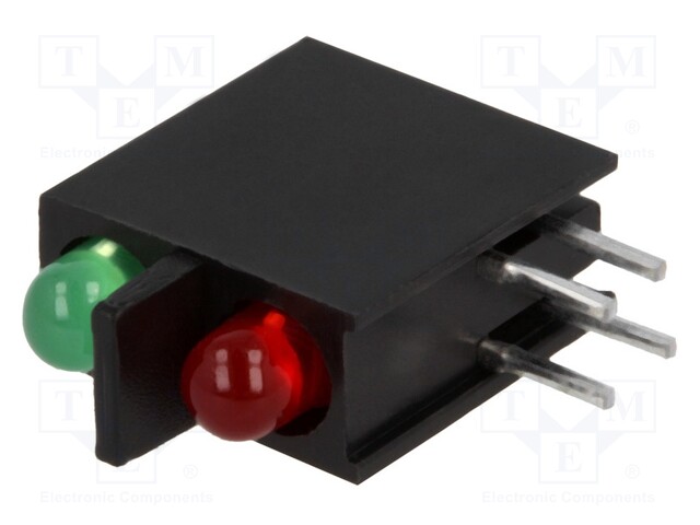 LED; in housing; red/green; 3mm; No.of diodes: 2; 20mA; 40°