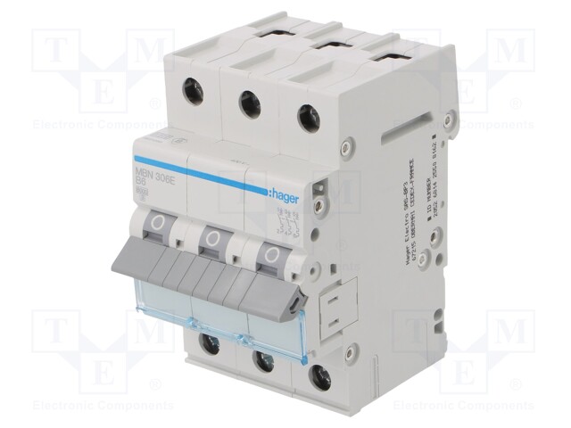 Circuit breaker; 230/400VAC; Inom: 6A; Poles: 3; DIN; Charact: B; 6kA