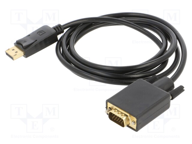 Cable; D-Sub 15pin HD plug,DisplayPort plug; Len: 1.8m; black