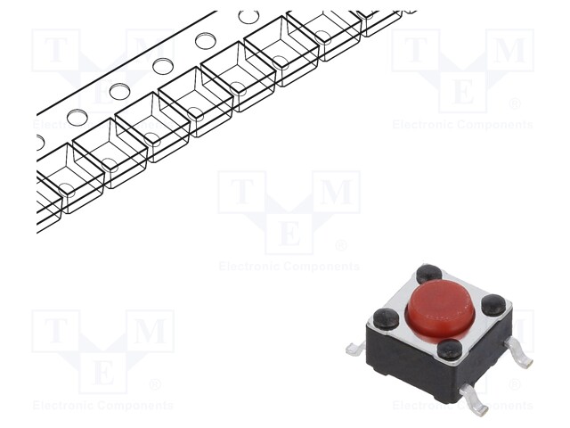 Microswitch TACT; SPST-NO; Pos: 2; 0.05A/12VDC; SMT; none; 2.6N