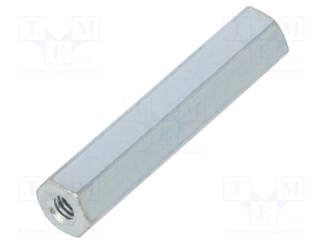 Screwed spacer sleeve; Int.thread: M2,5; 25mm; hexagonal; steel