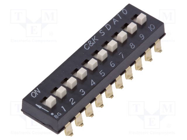 Switch: DIP-SWITCH; Poles number: 10; ON-OFF; 0.025A/24VDC; Pos: 10