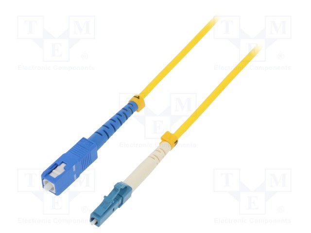 Fiber patch cord; LC/UPC,SC/UPC; 0.5m; LSZH; yellow; Wire dia: 3mm