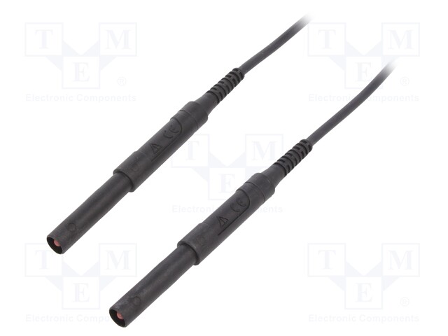 Test lead; silicone; 1m; black; 16A; 6kVDC; Cond.cross sec: 1.3mm2