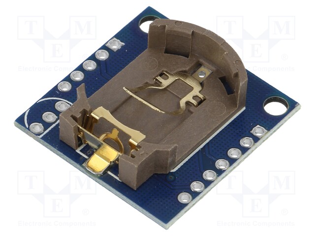 Module: RTC; DS1307; I2C; 3.3VDC; RTC battery,pin strips; 29x26mm