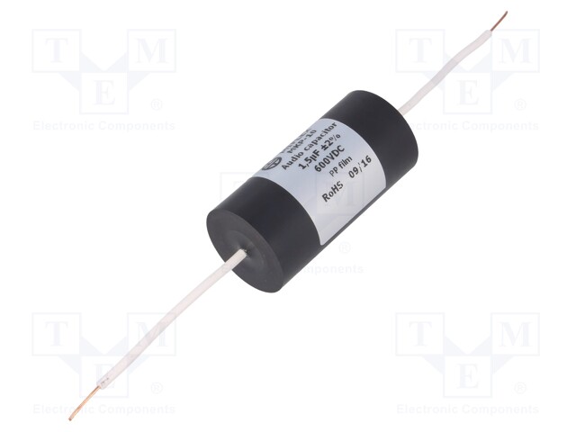 Capacitor: polypropylene; 1.5uF; 600VDC; ±2%; Ø25x51mm; -25÷85°C