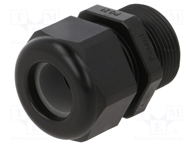 Cable gland; with long thread; PG21; IP68; Mat: polyamide; black