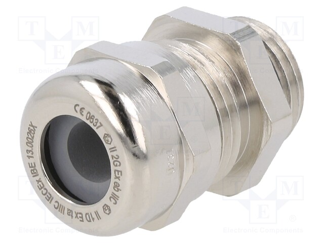 Cable gland; M16; IP68; Mat: brass; Body plating: nickel