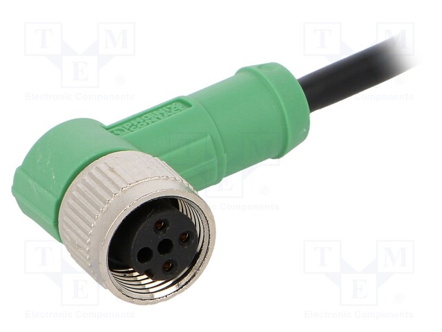 Connection lead; M12; PIN: 3; angled; 3m; plug; 250VAC; 4A; -25÷90°C