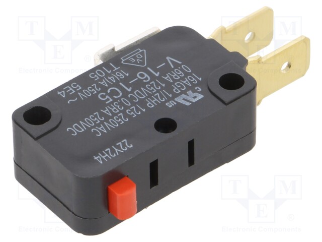 Microswitch SNAP ACTION; with lever; 16A/250VAC; Pos: 2; IP40