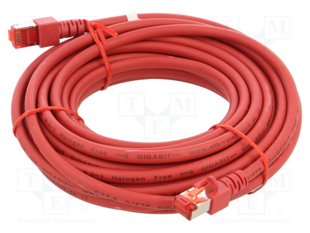 Patch cord; S/FTP; 6; stranded; Cu; LSZH; red; 7.5m; 27AWG