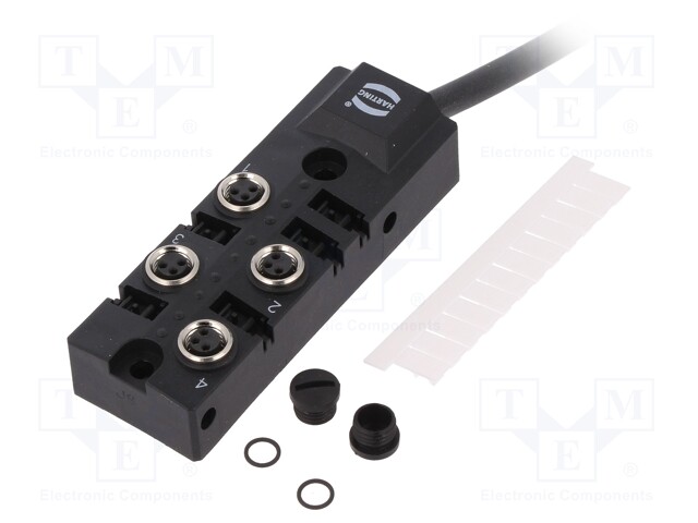 Distribution box; M8; PIN: 3; socket; 6A; -25÷80°C; IP67; IN: 4; OUT: 1