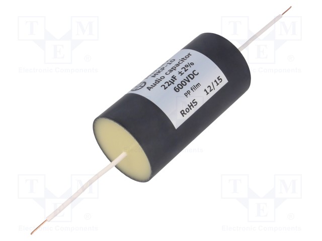 Capacitor: polypropylene; 22uF; 600VDC; ±2%; Ø40x78mm; -25÷85°C