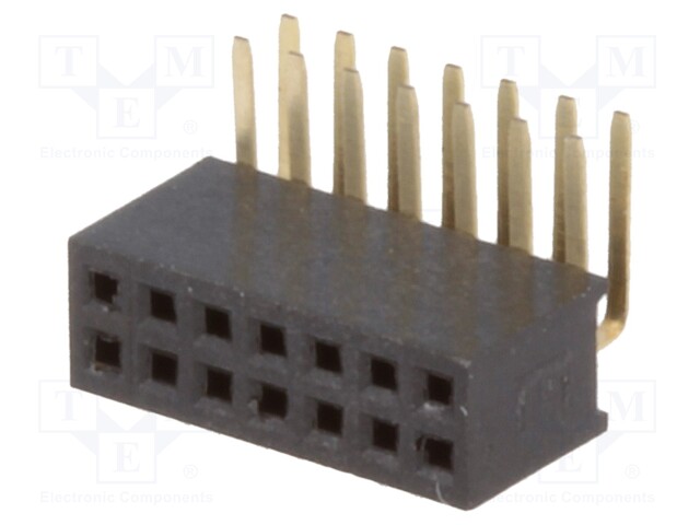 Socket; pin strips; female; PIN: 14; angled 90°; 1.27mm; THT; 2x7