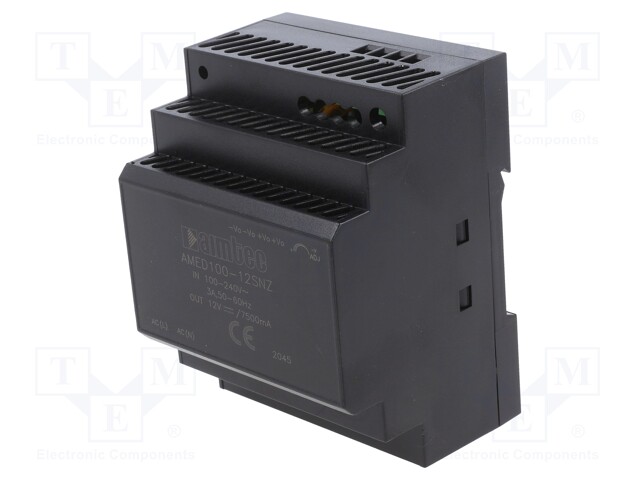 Power supply: switched-mode; 100W; 12VDC; 7.5A; 85÷264VAC; 235g