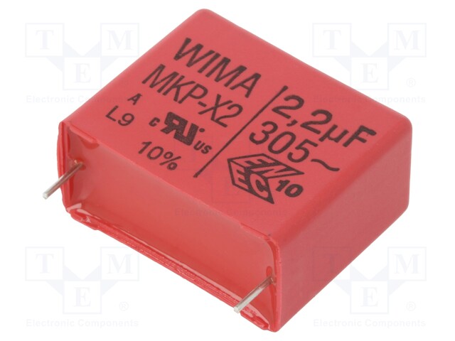 Capacitor: polypropylene; 2.2uF; 27.5mm; ±10%; 31.5x15x26mm