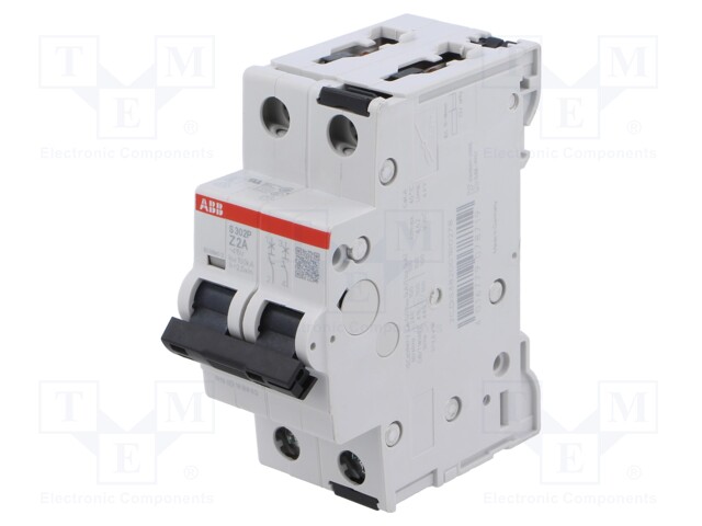 Circuit breaker; 415VAC; Inom: 2A; Poles: 2; for DIN rail mounting