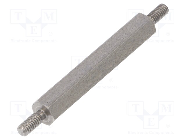 Screwed spacer sleeve; 30mm; Ext.thread: M2,5; hexagonal