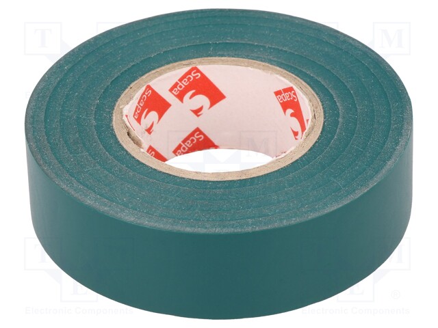 Tape: electrical insulating; W: 19mm; L: 25m; D: 0.13mm; green; 180%