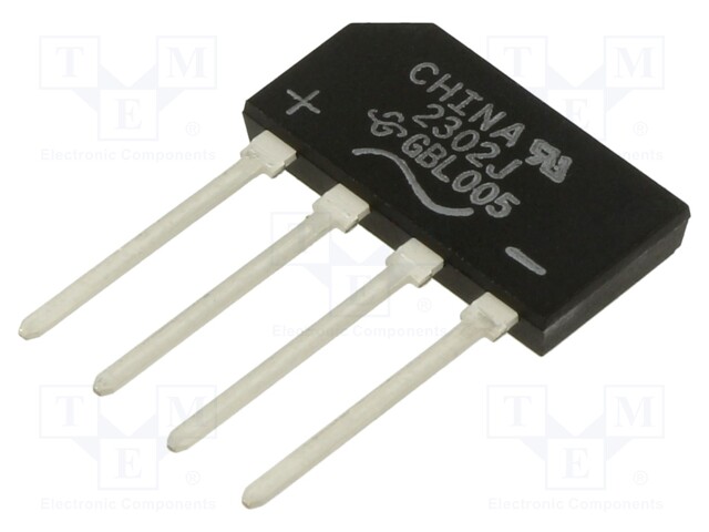 Single-phase bridge rectifier; Urmax: 50V; If: 4A; Ifsm: 150A; GBL