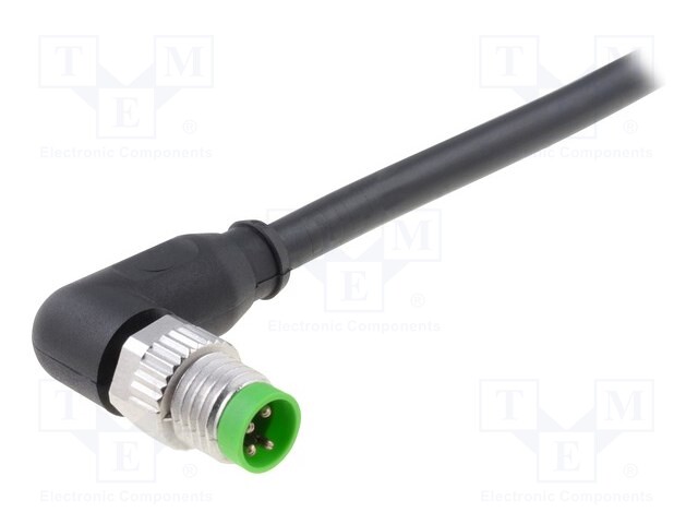 Connection lead; M8; PIN: 4; angled; 5m; plug; 30VAC; 4A; -20÷85°C