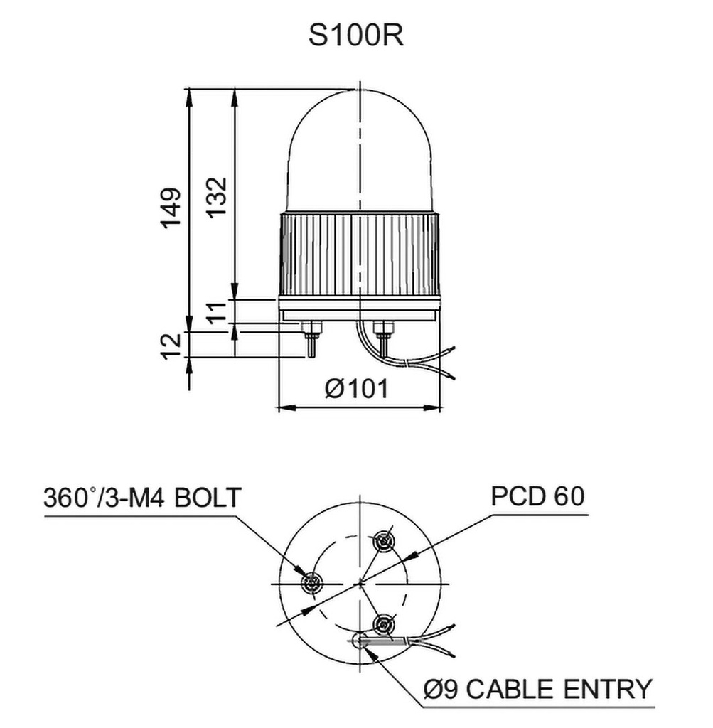 Signaller: lighting; rotating light; green; Series: S100; 12VDC