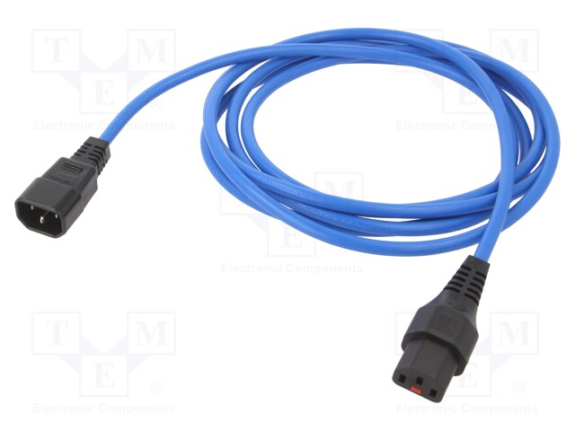 Cable; IEC C13 female,IEC C14 male; 3m; with IEC LOCK locking