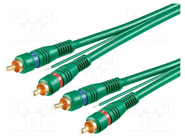 Cable; RCA plug x2,control,both sides; 1.5m; green