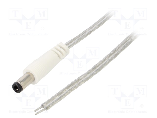 Cable; wires,DC 5,5/2,5 plug; straight; 0.5mm2; transparent; 1.5m