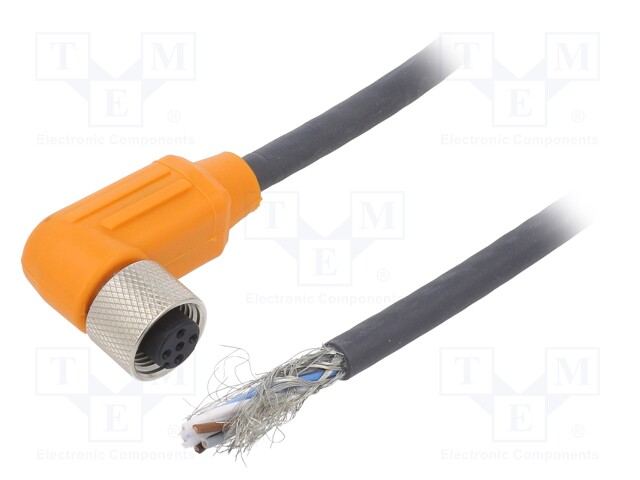 Connection lead; M12; PIN: 5; angled; 10m; plug; 60VAC; 4A; -25÷80°C