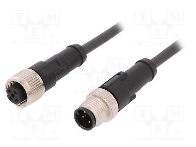 Connection lead; M12; PIN: 4; 2m; plug; 250VAC; 4A; -25÷80°C; 250VDC