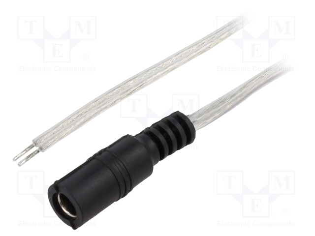 Cable; wires,DC 5,5/2,1 socket; straight; 0.5mm2; transparent; 2m