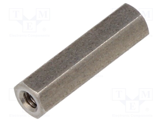 Screwed spacer sleeve; 15mm; Int.thread: M2; hexagonal