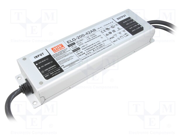 Power supply: switched-mode; LED; 199.9W; 42VDC; 39÷45VDC; IP65