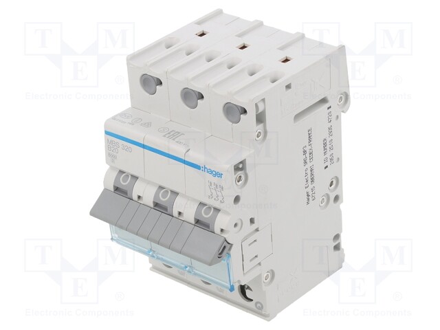 Circuit breaker; 230/400VAC; Inom: 20A; Poles: 3; DIN; Charact: B