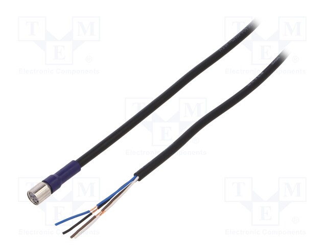 Connection lead; M8; PIN: 4; straight; 5m; plug; 0.5A; -10÷65°C; IP67