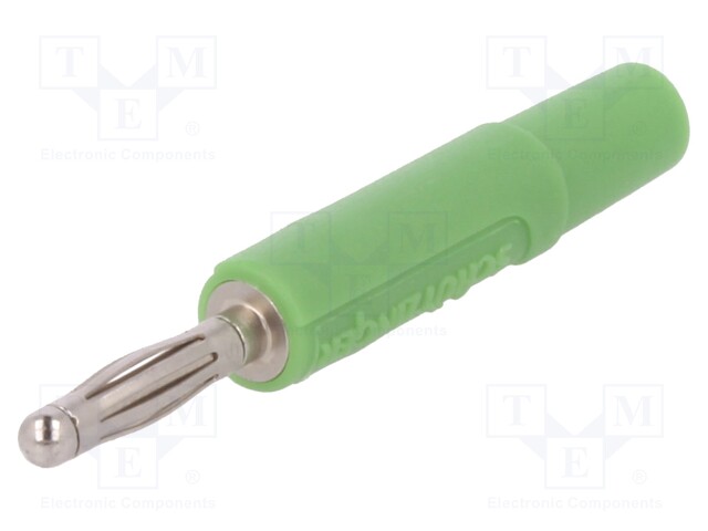 Plug; 2mm banana; 10A; 70VDC; green; Plating: nickel plated; Ø: 2mm