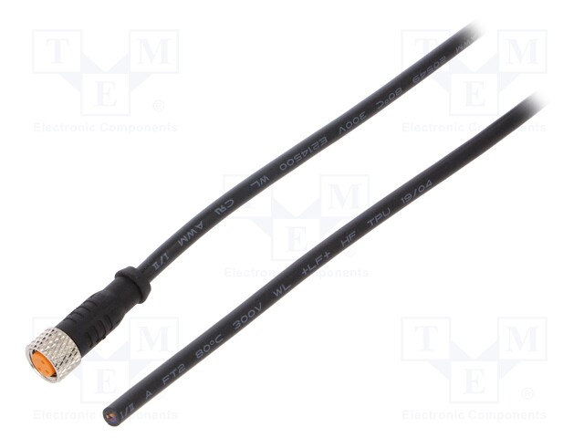 Connection lead; M8; PIN: 3; straight; 5m; plug; 50VAC; 4A; -25÷80°C